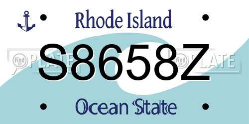S8658Z Rhode Island License Plate