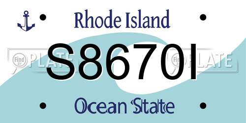S8670I Rhode Island License Plate