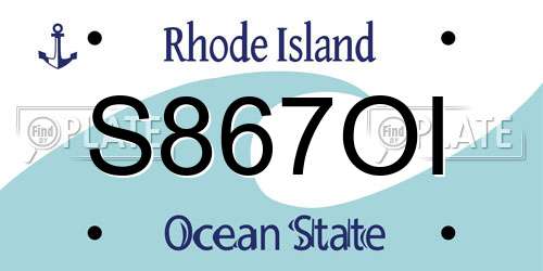 S867OI Rhode Island License Plate