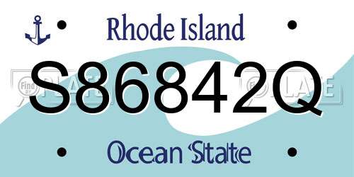 S86842Q Rhode Island License Plate