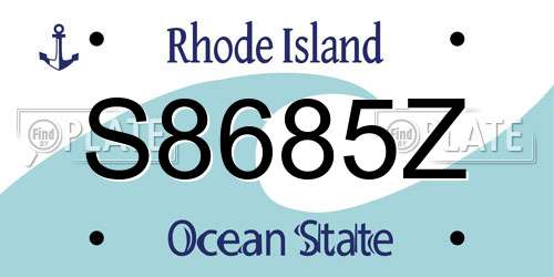 S8685Z Rhode Island License Plate