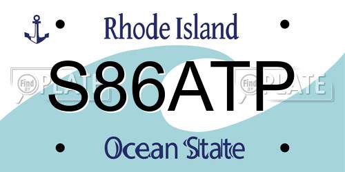 S86ATP Rhode Island License Plate