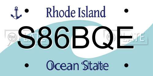 S86BQE Rhode Island License Plate