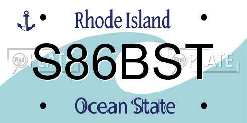 S86BST Rhode Island License Plate