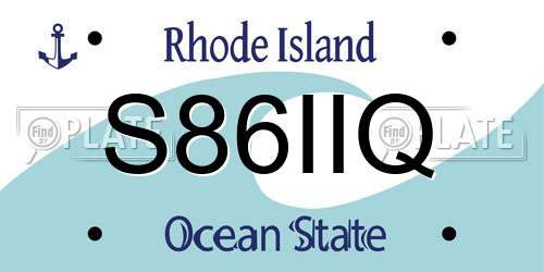 S86IIQ Rhode Island License Plate
