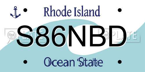 S86NBD Rhode Island License Plate