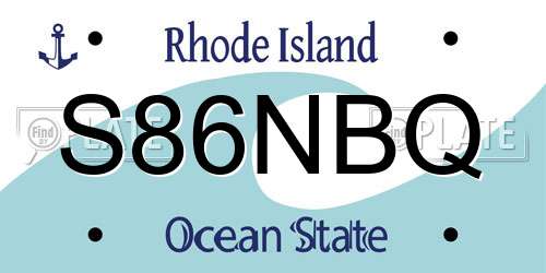 S86NBQ Rhode Island License Plate