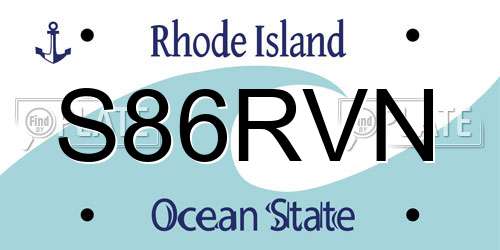 S86RVN Rhode Island License Plate