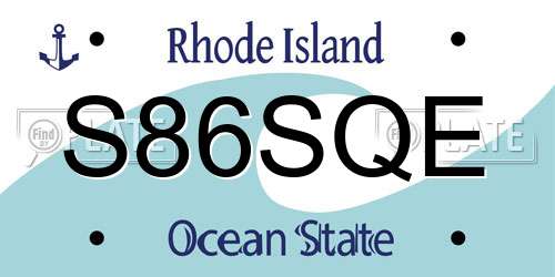 S86SQE Rhode Island License Plate
