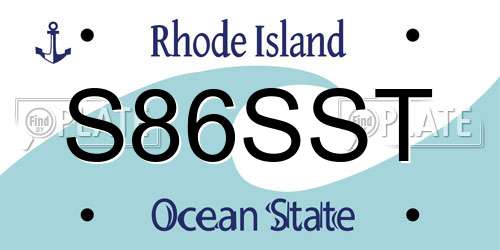 S86SST Rhode Island License Plate