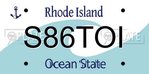 S86TOI Rhode Island License Plate