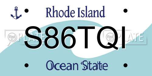 S86TQI Rhode Island License Plate