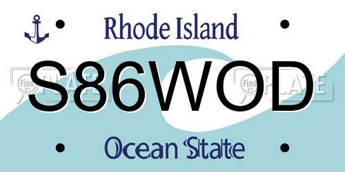 S86WOD Rhode Island License Plate