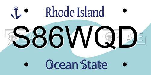 S86WQD Rhode Island License Plate