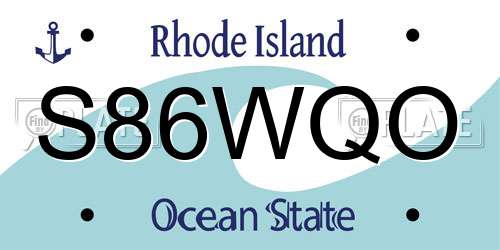 S86WQO Rhode Island License Plate