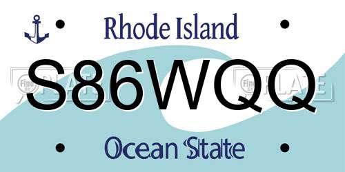 S86WQQ Rhode Island License Plate