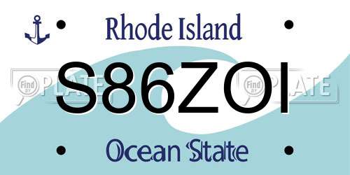 S86ZOI Rhode Island License Plate