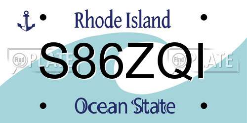 S86ZQI Rhode Island License Plate