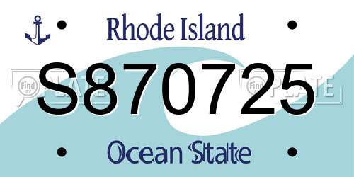 S870725 Rhode Island License Plate