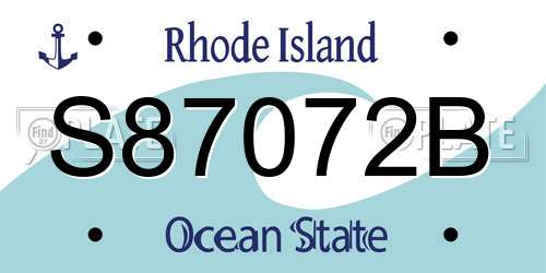 S87072B Rhode Island License Plate