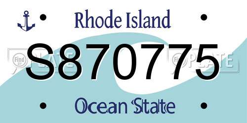 S870775 Rhode Island License Plate