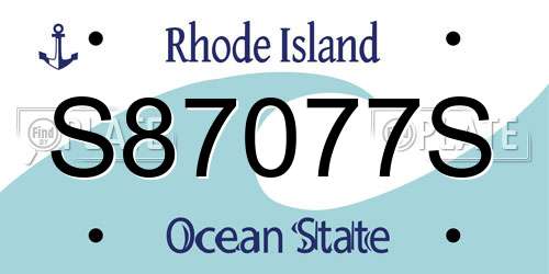 S87077S Rhode Island License Plate