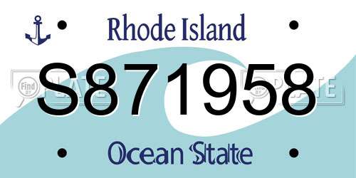 S871958 Rhode Island License Plate