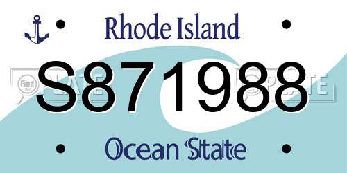 S871988 Rhode Island License Plate