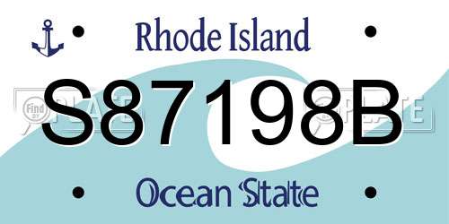 S87198B Rhode Island License Plate