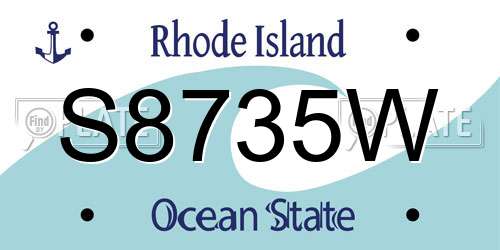 S8735W Rhode Island License Plate