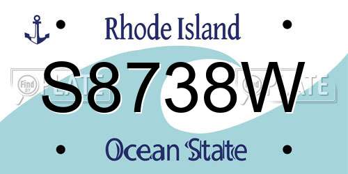 S8738W Rhode Island License Plate