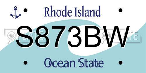S873BW Rhode Island License Plate