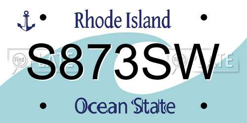 S873SW Rhode Island License Plate