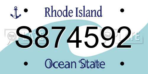 S874592 Rhode Island License Plate