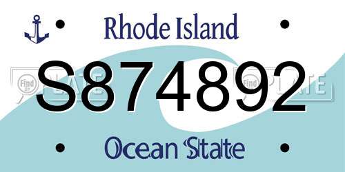 S874892 Rhode Island License Plate