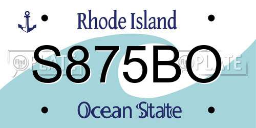 S875BO Rhode Island License Plate