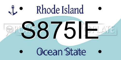 S875IE Rhode Island License Plate