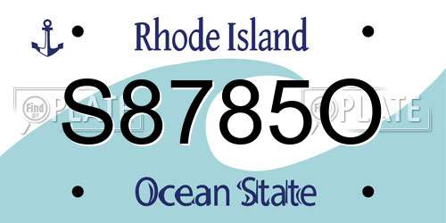 S8785O Rhode Island License Plate