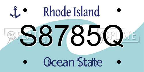 S8785Q Rhode Island License Plate