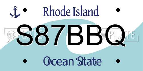 S87BBQ Rhode Island License Plate
