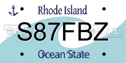 S87FBZ Rhode Island License Plate