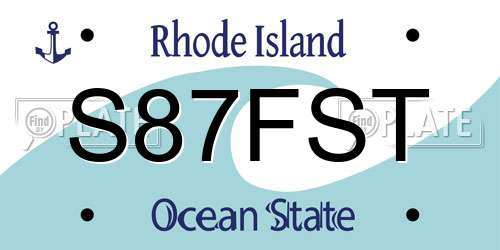 S87FST Rhode Island License Plate
