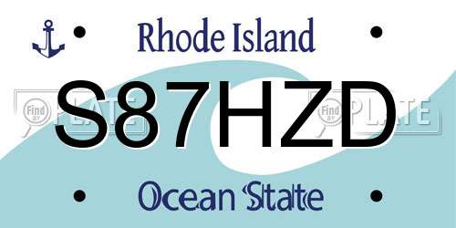 S87HZD Rhode Island License Plate