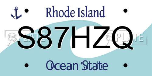 S87HZQ Rhode Island License Plate