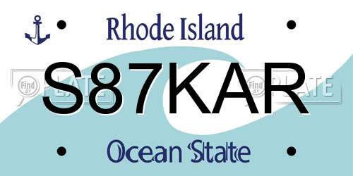 S87KAR Rhode Island License Plate