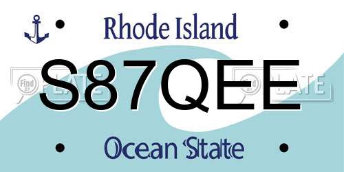 S87QEE Rhode Island License Plate