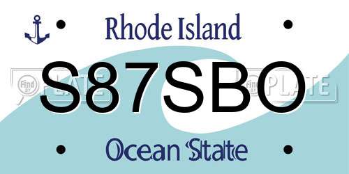 S87SBO Rhode Island License Plate