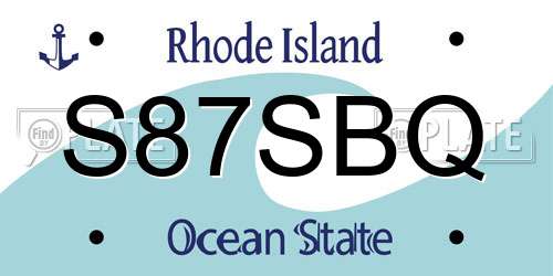 S87SBQ Rhode Island License Plate