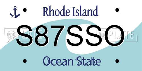 S87SSO Rhode Island License Plate
