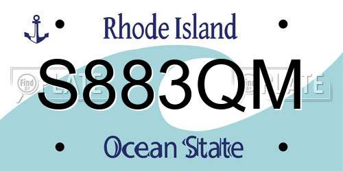 S883QM Rhode Island License Plate